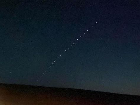 spacex starlink satellites at night